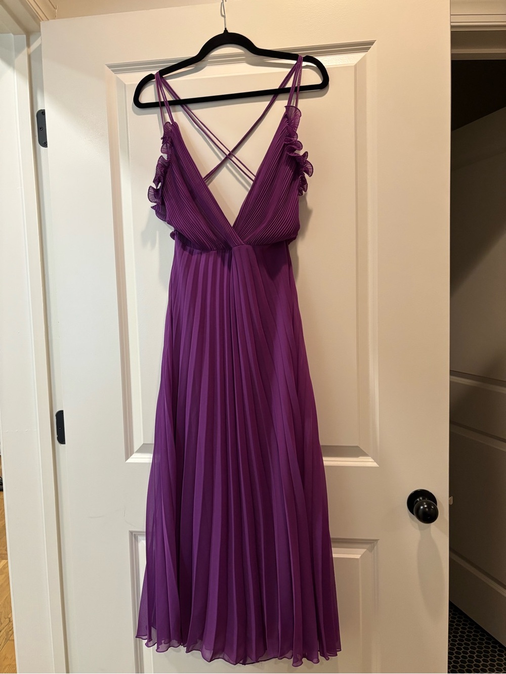 Zara Purple Pleated Ruffle Dress